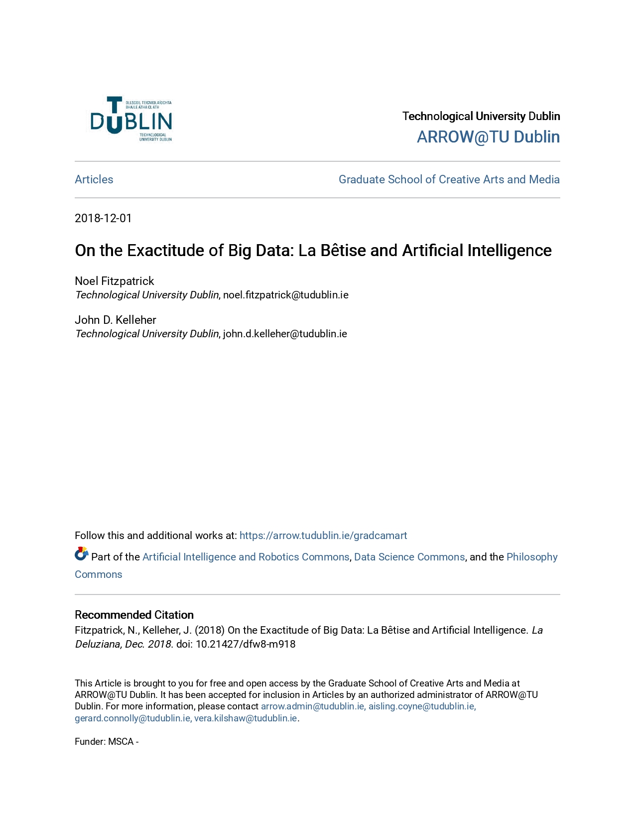 On the Exactitude of Big Data: La Bêtise and Artificial Intelligence
