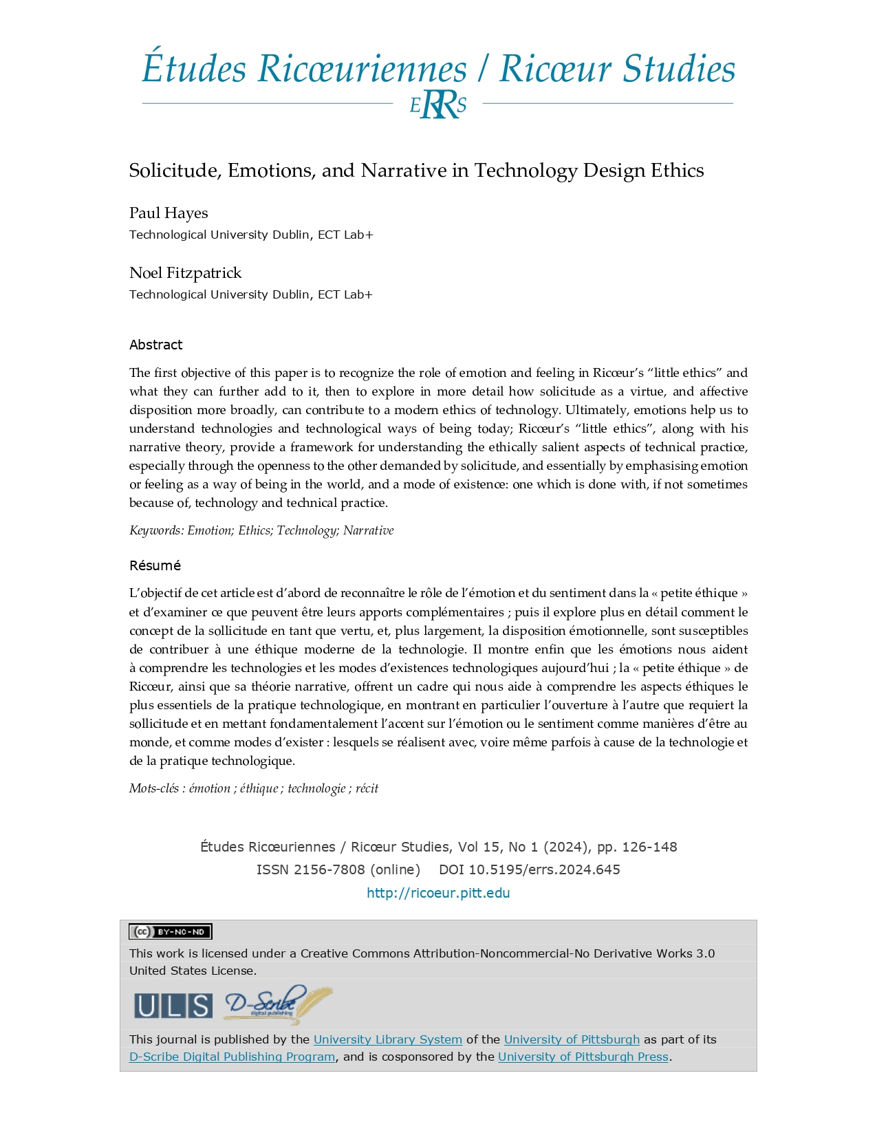 Solicitude, émotions et narration dans l'éthique de la conception technologique